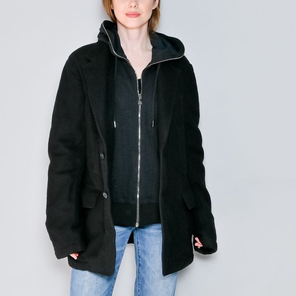 192. DOLCE & GABBANA Black Wool-Blend Hooded Hybrid Jacket XL IT 52 - Picture 6 of 9